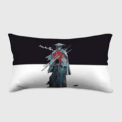 Подушка-антистресс Скелет Самурай с трубкой на черно белом фоне, цвет: 3D-принт
