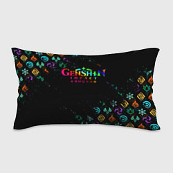 Подушка-антистресс GENSHIN IMPACT NEON LOGO RAINBOW STYLE, ЭМБЛЕМЫ, цвет: 3D-принт