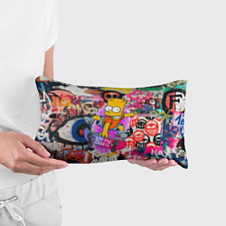 Подушка-антистресс Скейтбордист Барт Симпсон на фоне стены с граффити, цвет: 3D-принт — фото 2