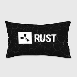 Подушка-антистресс Rust glitch на темном фоне: надпись и символ