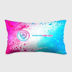 Подушка-антистресс Manchester City neon gradient style: надпись и сим, цвет: 3D-принт