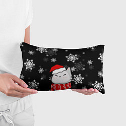 Подушка-антистресс Котик в новогодней шапочке - снежинки, цвет: 3D-принт — фото 2