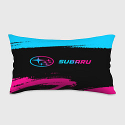 Подушка-антистресс Subaru - neon gradient: надпись и символ, цвет: 3D-принт