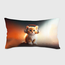 Подушка-антистресс Милый рыжий котёнок в наушниках, цвет: 3D-принт