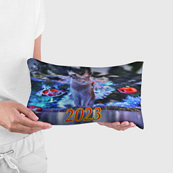 Подушка-антистресс Кот на фоне елки, цвет: 3D-принт — фото 2