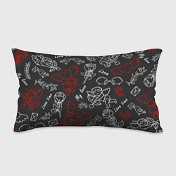 Подушка-антистресс Летающие сердца купидоны розы на черном фоне, цвет: 3D-принт