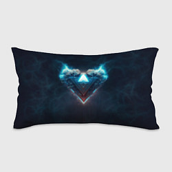 Подушка-антистресс Каменное сердце в синем неоновом электрическом све, цвет: 3D-принт