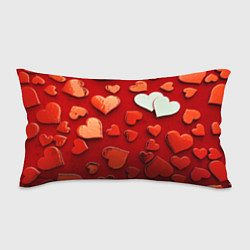 Подушка-антистресс Красные сердца на красном фоне, цвет: 3D-принт