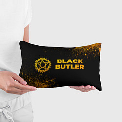 Подушка-антистресс Black Butler - gold gradient: надпись и символ, цвет: 3D-принт — фото 2