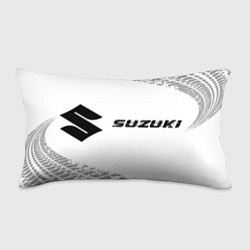 Подушка-антистресс Suzuki speed на светлом фоне со следами шин: надпи