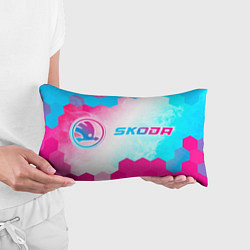 Подушка-антистресс Skoda neon gradient style: надпись и символ, цвет: 3D-принт — фото 2