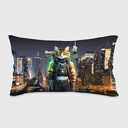 Подушка-антистресс Cool cat in New York city at night, цвет: 3D-принт