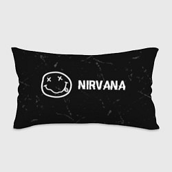 Подушка-антистресс Nirvana glitch на темном фоне: надпись и символ