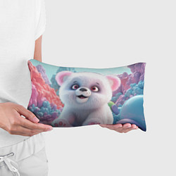 Подушка-антистресс Милый белый пушистый медвежонок, цвет: 3D-принт — фото 2