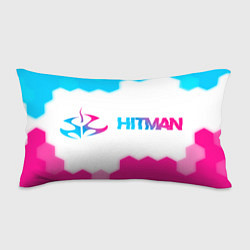 Подушка-антистресс Hitman neon gradient style: надпись и символ