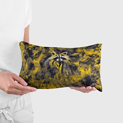 Подушка-антистресс Абстрактный желтый енот в стиле арт, цвет: 3D-принт — фото 2