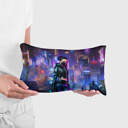 Подушка-антистресс Девчонка в маске в мегаполисе - киберпанк, цвет: 3D-принт — фото 2
