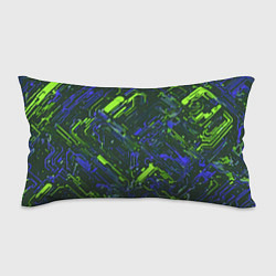Подушка-антистресс Киберпанк линии зелёные и синие, цвет: 3D-принт