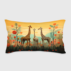 Подушка-антистресс Три жирафа в стиле фолк-арт, цвет: 3D-принт