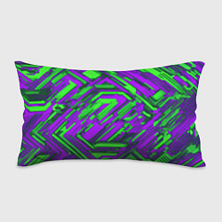 Подушка-антистресс Кибкрпанк полосы фиолетовые и зелёные, цвет: 3D-принт