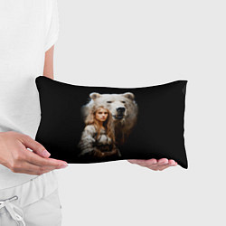 Подушка-антистресс Славянка с большим белым медведем, цвет: 3D-принт — фото 2