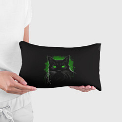 Подушка-антистресс Портрет черного кота в зеленом свечении, цвет: 3D-принт — фото 2