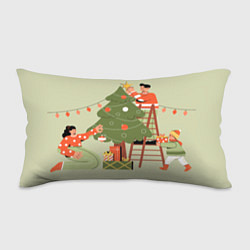Подушка-антистресс Семья наряжает новогоднюю елку