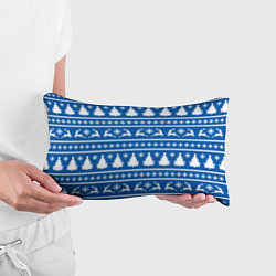Подушка-антистресс Синий свитер с новогодними оленями, цвет: 3D-принт — фото 2