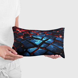 Подушка-антистресс Синие абстрактные плиты и красное свечение, цвет: 3D-принт — фото 2