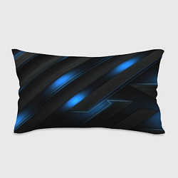 Подушка-антистресс Синий неоновый яркий свет на черном абстрактном фо, цвет: 3D-принт
