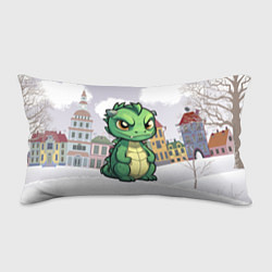 Подушка-антистресс Зеленый дракон на снежном фоне, цвет: 3D-принт