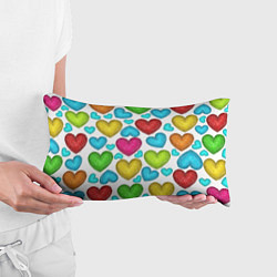 Подушка-антистресс Сердца нарисованные цветными карандашами, цвет: 3D-принт — фото 2