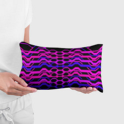 Подушка-антистресс Розовые техно полосы на чёрном фоне, цвет: 3D-принт — фото 2
