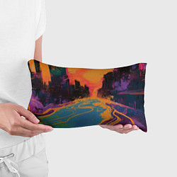 Подушка-антистресс Абстрактная городская улица со зданиями и река, цвет: 3D-принт — фото 2