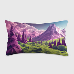 Подушка-антистресс Геометрический зеленый пейзаж и фиолетовые горы, цвет: 3D-принт