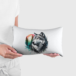 Подушка-антистресс Портрет волка на фоне природы, цвет: 3D-принт — фото 2