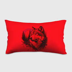 Подушка-антистресс Рисунок волка на красном