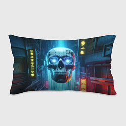 Подушка-антистресс Cyber skull - neon glow ai art, цвет: 3D-принт