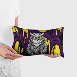 Подушка-антистресс Модная сова фиолетово-желтый фон, цвет: 3D-принт — фото 2