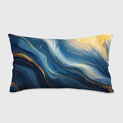 Подушка-антистресс Золотая волнистая текстура на синей ткани, цвет: 3D-принт