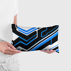 Подушка-антистресс Бело-синие линии на чёрном фоне, цвет: 3D-принт — фото 2