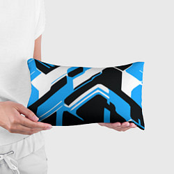 Подушка-антистресс Бело-голубые линии на чёрном фоне, цвет: 3D-принт — фото 2