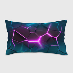 Подушка-антистресс Голубые и розовые неоновые плиты в разломе