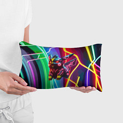 Подушка-антистресс Чёрный неоновый Пикачу - нейроарт, цвет: 3D-принт — фото 2