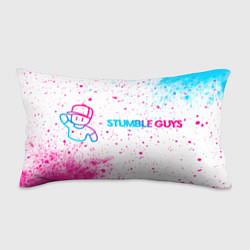 Подушка-антистресс Stumble Guys neon gradient style по-горизонтали, цвет: 3D-принт