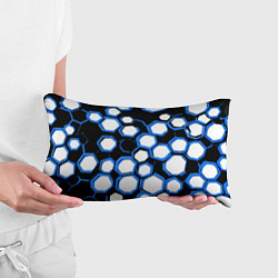 Подушка-антистресс Бело-синие шестиугольники на чёрном фоне, цвет: 3D-принт — фото 2