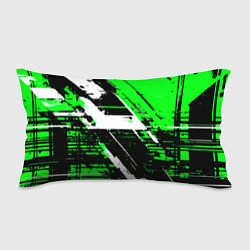 Подушка-антистресс Diagonal black and white stripes on a green backgr, цвет: 3D-принт