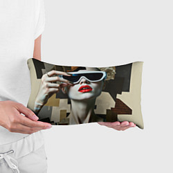 Подушка-антистресс Коллаж с девушкой в очках, цвет: 3D-принт — фото 2