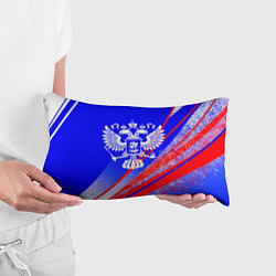 Подушка-антистресс Герб России на фоне цветов флага синий, цвет: 3D-принт — фото 2