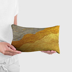 Подушка-антистресс Золотые волны на сером текстура, цвет: 3D-принт — фото 2